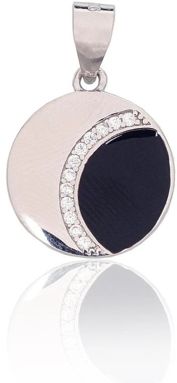 Diamond Sky Jewelry Sidabrinis pakabukas su cirkoniais ir emaliu „Eclipse“
