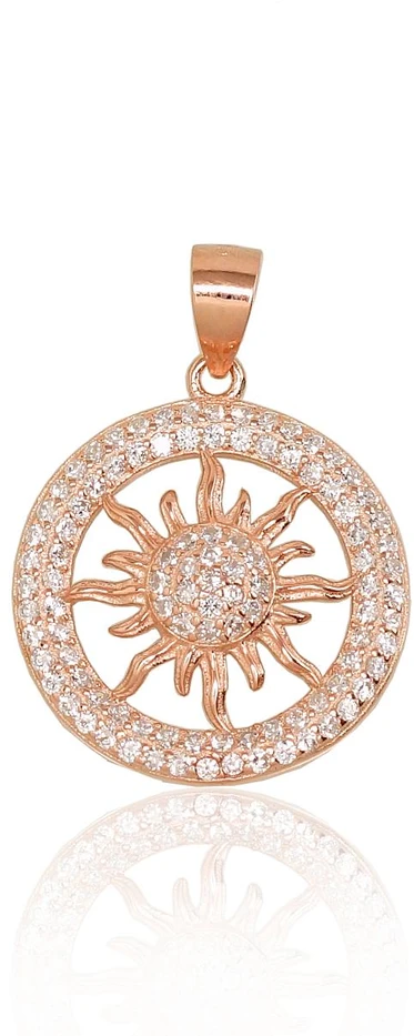 Diamond Sky Jewelry Sidabrinis pakabukas su cirkoniais „Auksinė Saulė XIII“