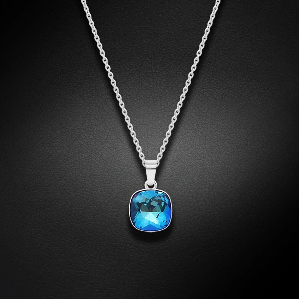 Diamond Sky Jewelry Sidabrinis pakabukas „Glare (Bermuda Mėlyna)“ su Swarovski® kristalais