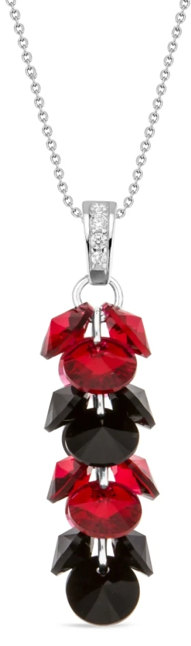 Diamond Sky Jewelry Sidabrinis pakabukas „Flamenco (Scarlet / Jet)“ su Swarovski® kristalais