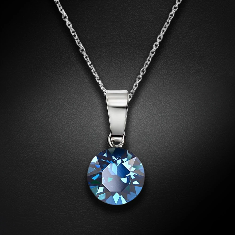Diamond Sky Jewelry Sidabrinis pakabukas „Classic (Bermuda Mėlyna)“ su Swarovski® kristalais