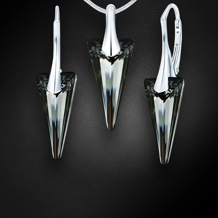 Diamond Sky Jewelry Sidabrinis papuošalų rinkinys moterims „Spike (Sidabrinis Night)“ su Swarovski® kristalais