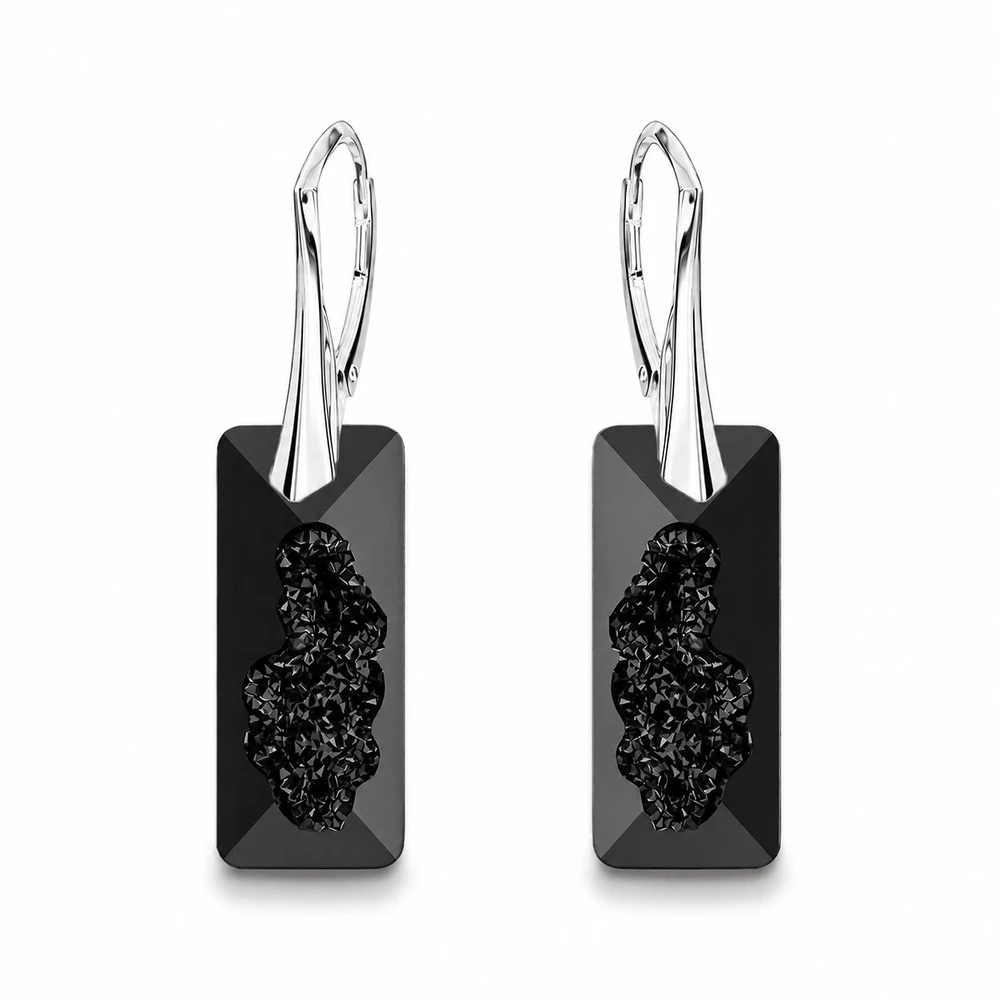 Diamond Sky Jewelry Sidabrinis papuošalų rinkinys moterims DiamondSky „Growing Crystal II (Jet)“ su Swarovski kristalais