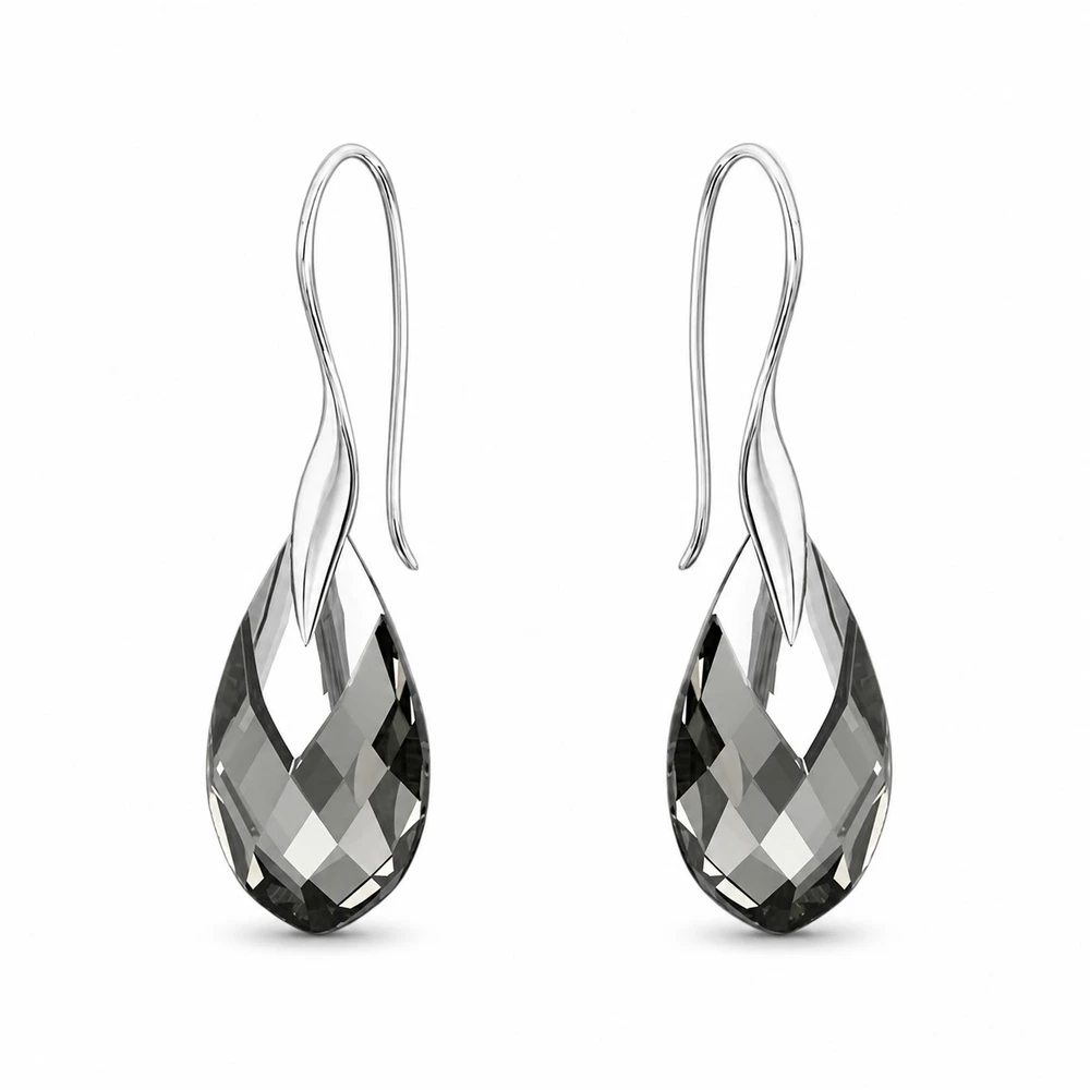 Diamond Sky Jewelry Sidabrinis papuošalų rinkinys moterims „Baroque II (Juodas Diamond Light Chrome)“ su Swarovski® kristalais