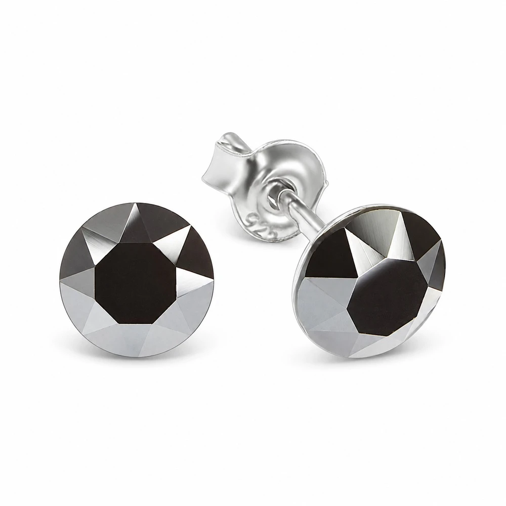Diamond Sky Jewelry Sidabrinis papuošalų rinkinys moterims DiamondSky „Classic (Jet Hematite)“ su Swarovski kristalais