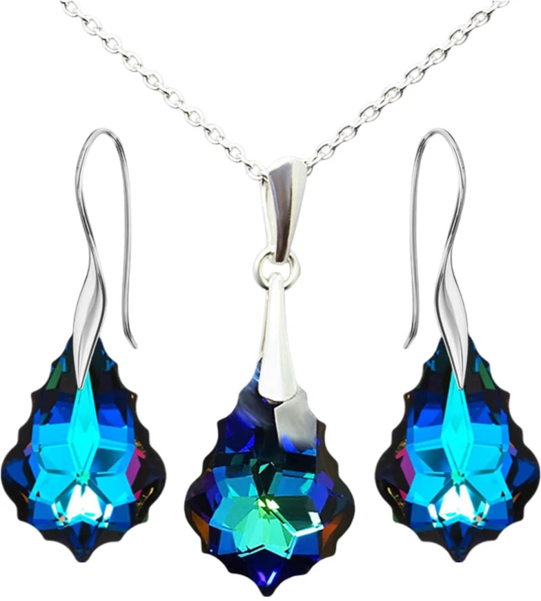 Diamond Sky Jewelry Sidabrinis papuošalų rinkinys moterims „Baroque IV (Meridian Mėlyna)“ su Swarovski® kristalais