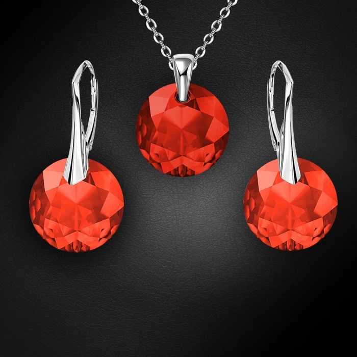 Diamond Sky Jewelry Sidabrinis papuošalų rinkinys moterims „Marianne (Light Siam)“ su Swarovski® kristalais