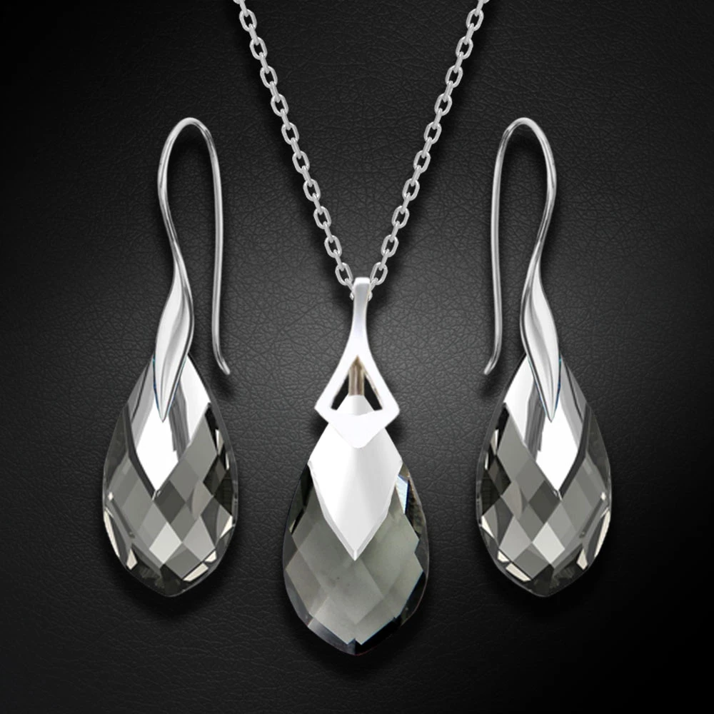 Diamond Sky Jewelry Sidabrinis papuošalų rinkinys moterims „Baroque II (Juodas Diamond Light Chrome)“ su Swarovski® kristalais