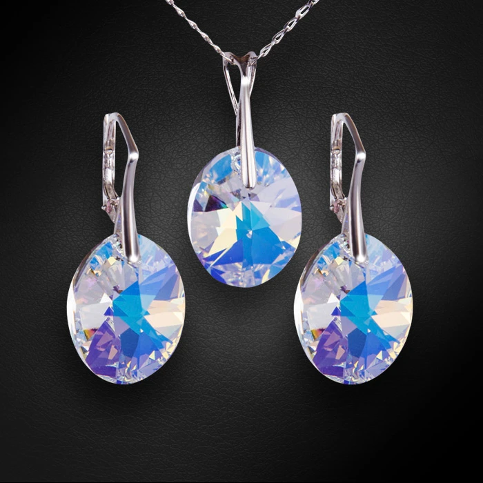 Diamond Sky Jewelry Sidabrinis papuošalų rinkinys moterims „Reflection (Aurora Borealis)“ su Swarovski® kristalais
