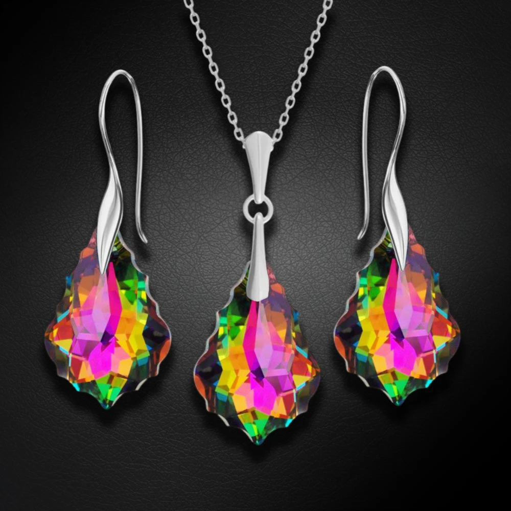 Diamond Sky Jewelry Sidabrinis papuošalų rinkinys moterims „Baroque IV (Vitrail Medium)“ su Swarovski® kristalais