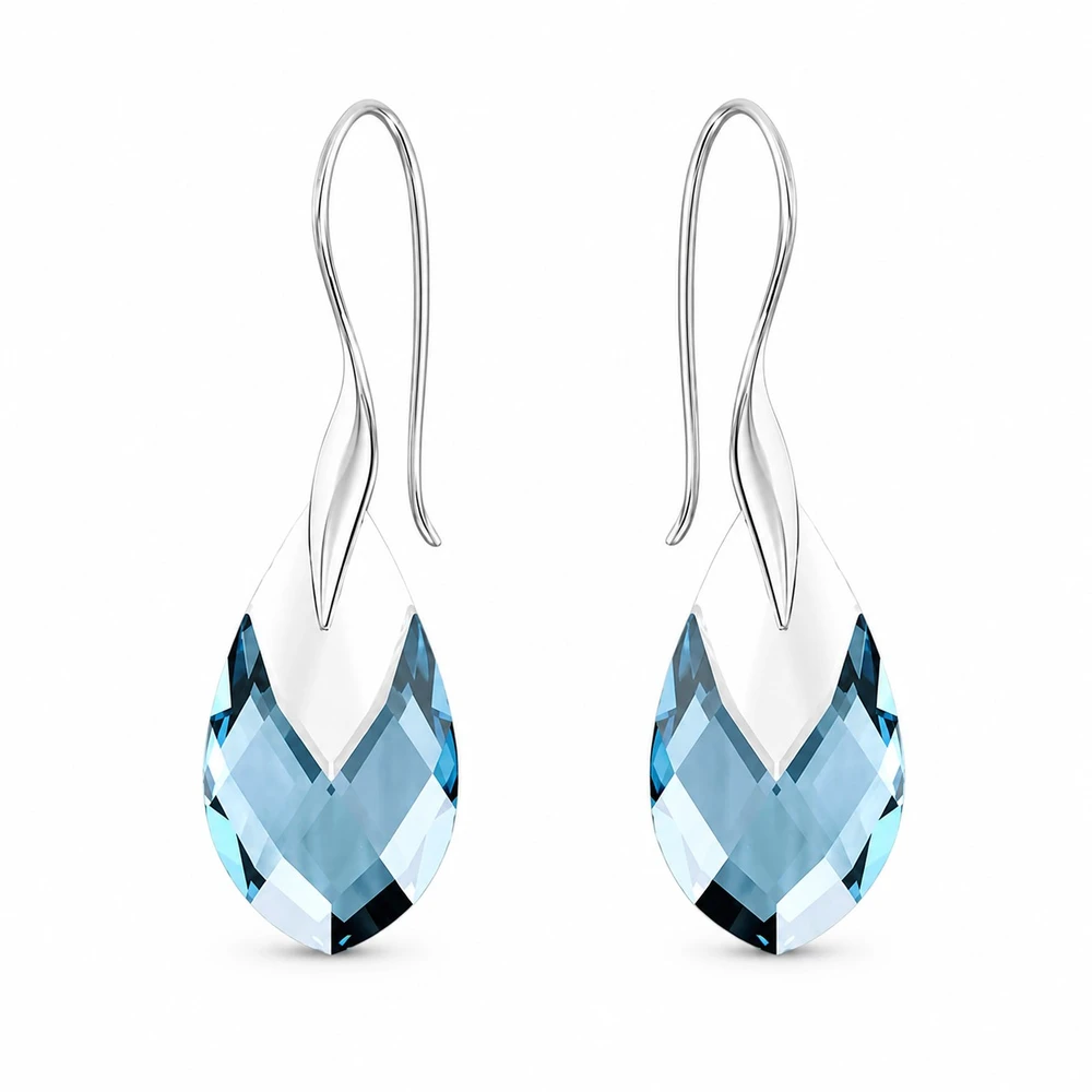 Diamond Sky Jewelry Sidabrinis papuošalų rinkinys moterims „Baroque II (Aquamarine Light Chrome)“ su Swarovski® kristalais