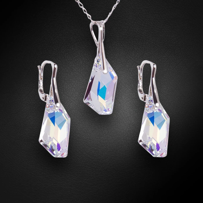 Diamond Sky Jewelry Sidabrinis papuošalų rinkinys moterims „Hyperborea (Aurora Borealis)“ su Swarovski® kristalais