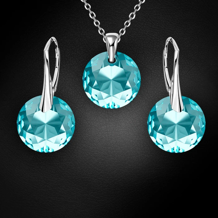 Diamond Sky Jewelry Sidabrinis papuošalų rinkinys moterims „Marianne (Aquamarine)“ su Swarovski® kristalais