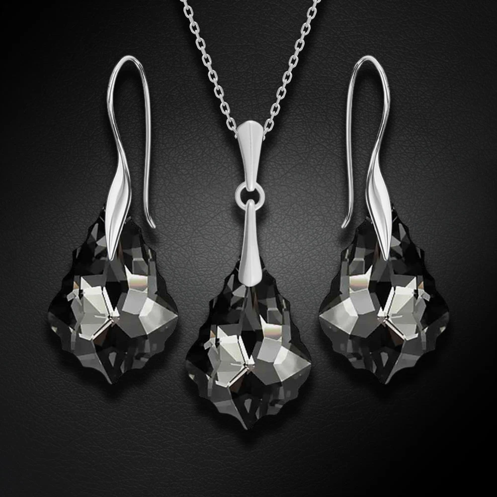 Diamond Sky Jewelry Sidabrinis papuošalų rinkinys moterims „Baroque IV (Sidabrinis Night)“ su Swarovski® kristalais