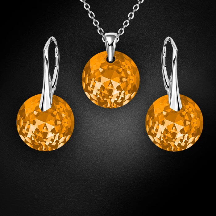 Diamond Sky Jewelry Sidabrinis papuošalų rinkinys moterims „Marianne (Light Colorado Topaz)“ su Swarovski® kristalais