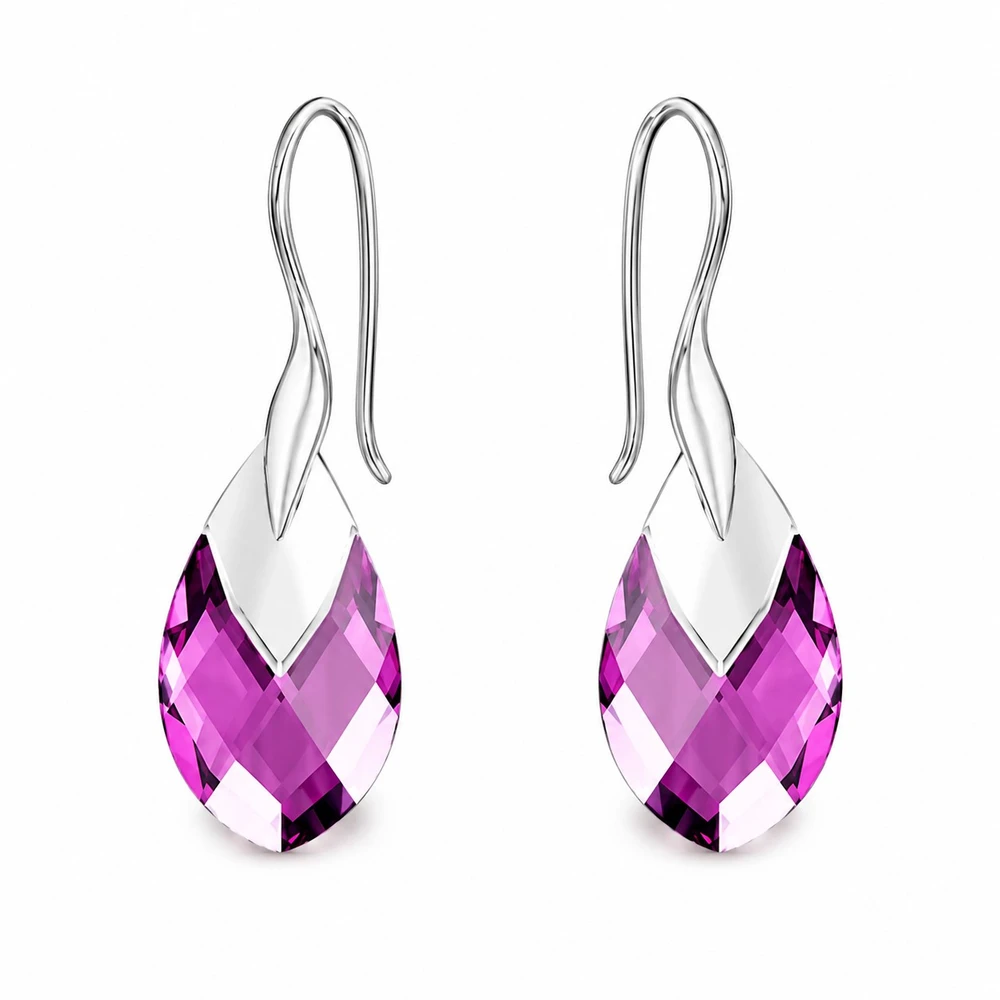 Diamond Sky Jewelry Sidabrinis papuošalų rinkinys moterims DiamondSky „Baroque II (Amethyst Light Chrome)“ su Swarovski kristalais