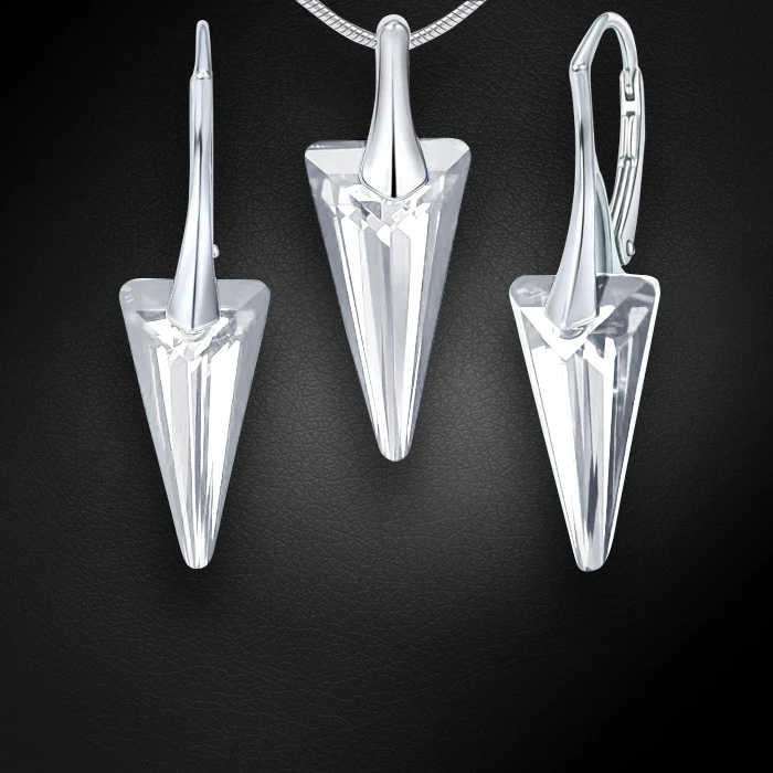 Diamond Sky Jewelry Sidabrinis papuošalų rinkinys moterims „Spike“ su Swarovski® kristalais