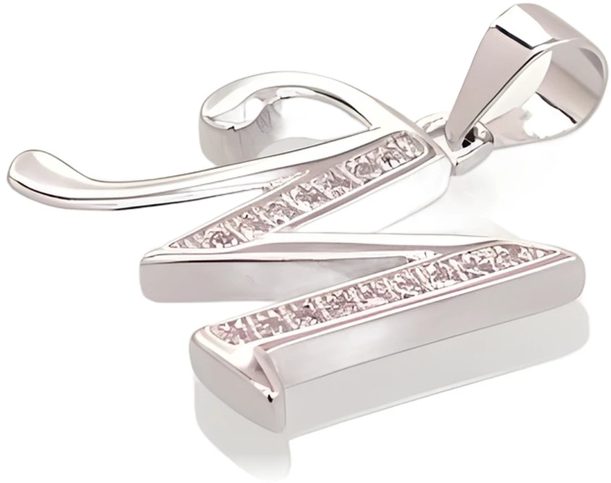 Diamond Sky Jewelry Sidabrinis raidės pakabukas su cirkoniais „M II“