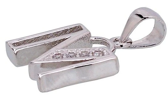 Diamond Sky Jewelry Sidabrinis raidės pakabukas su cirkoniais „M“