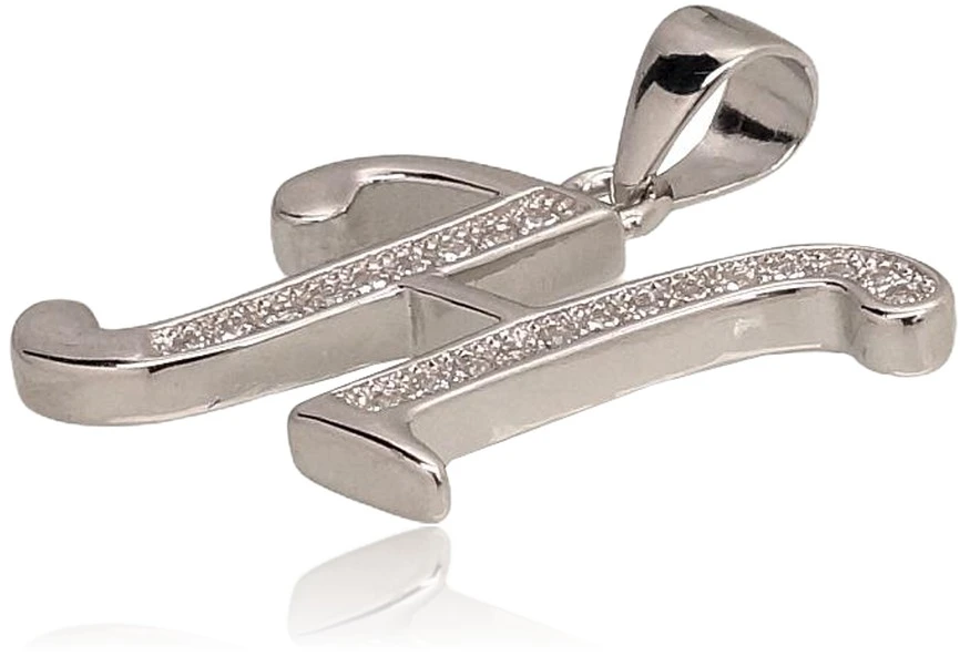 Diamond Sky Jewelry Sidabrinis raidės pakabukas su cirkoniais „H II“