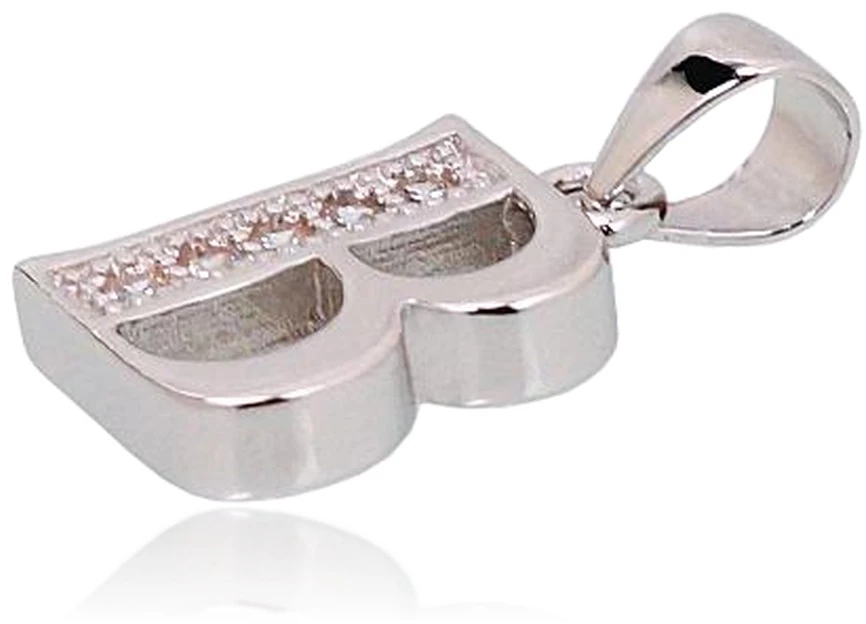 Diamond Sky Jewelry Sidabrinis raidės pakabukas su cirkoniais „B II“