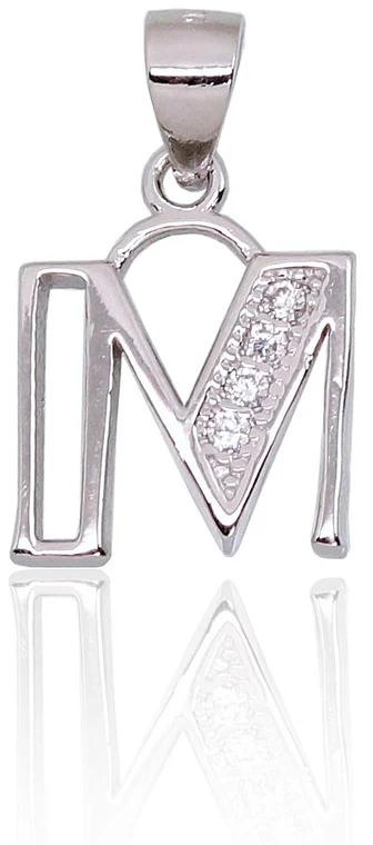 Diamond Sky Jewelry Sidabrinis raidės pakabukas su cirkoniais „M“
