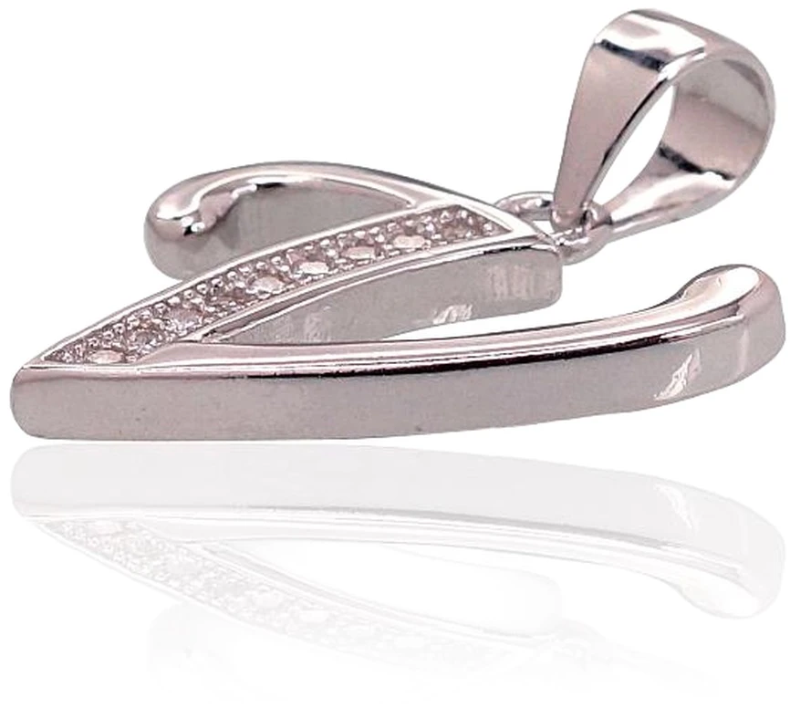 Diamond Sky Jewelry Sidabrinis raidės pakabukas su cirkoniais „V II“