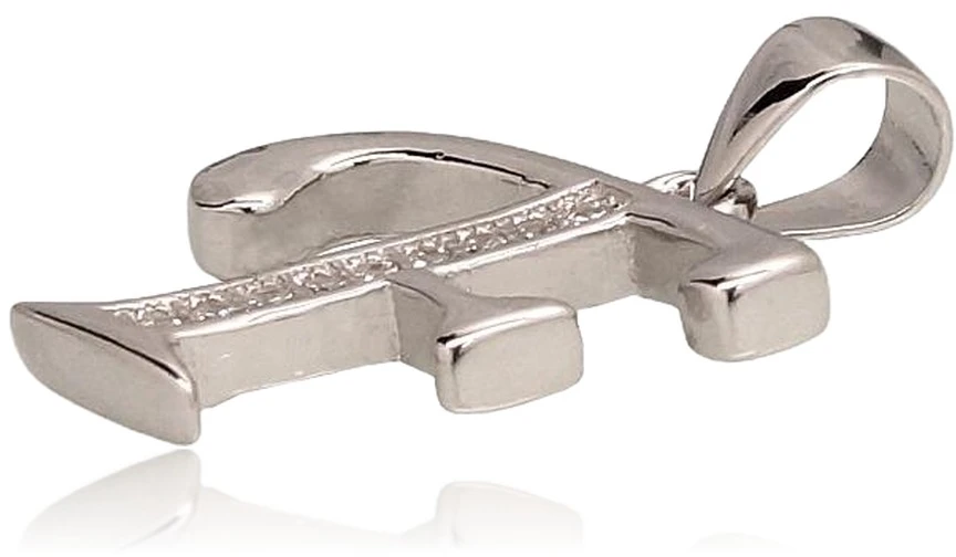 Diamond Sky Jewelry Sidabrinis raidės pakabukas su cirkoniais „F III“