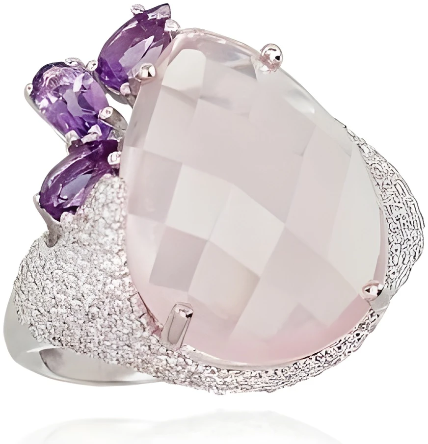 Diamond Sky Jewelry Sidabrinis žiedas su cirkoniais, ametistais ir kvarcu „Siren“