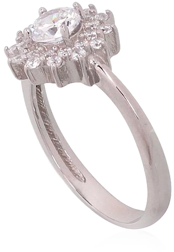 Diamond Sky Jewelry Sidabrinis žiedas su cirkoniais „Akmeninė Gėlė VI“