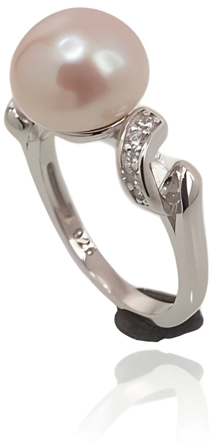 Diamond Sky Jewelry Sidabrinis žiedas su cirkoniais ir perlais „Dawn Pearl“