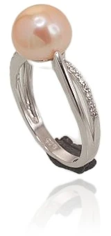 Diamond Sky Jewelry Sidabrinis žiedas su cirkoniais ir perlais „Sunrise Pearl“