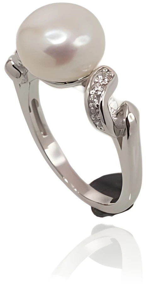 Diamond Sky Jewelry Sidabrinis žiedas su cirkoniais ir perlais „Dawn Pearl II“