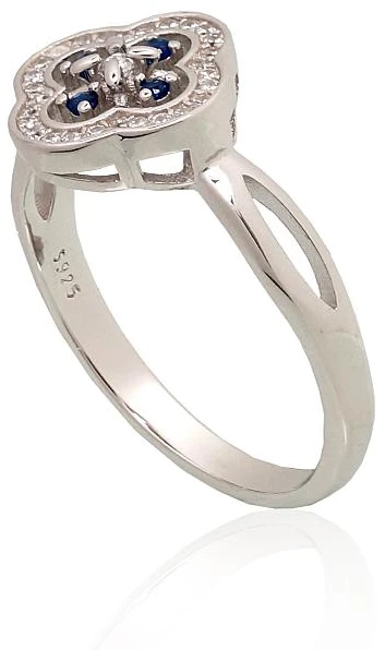 Diamond Sky Jewelry Sidabrinis žiedas su cirkoniais „Akmeninė Gėlė III“