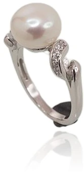 Diamond Sky Jewelry Sidabrinis žiedas su cirkoniais ir perlais „Dawn Pearl II“