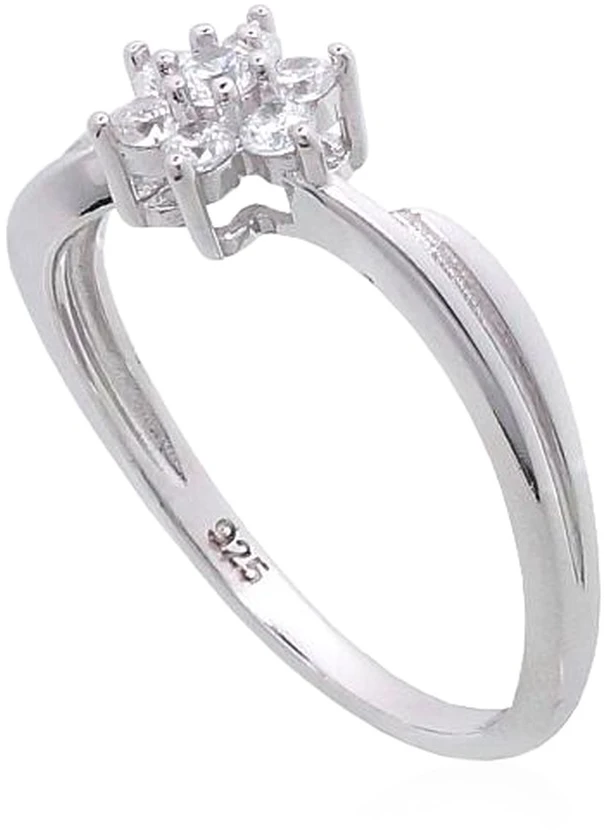 Diamond Sky Jewelry Sidabrinis žiedas su cirkoniais „Akmeninė Gėlė V“