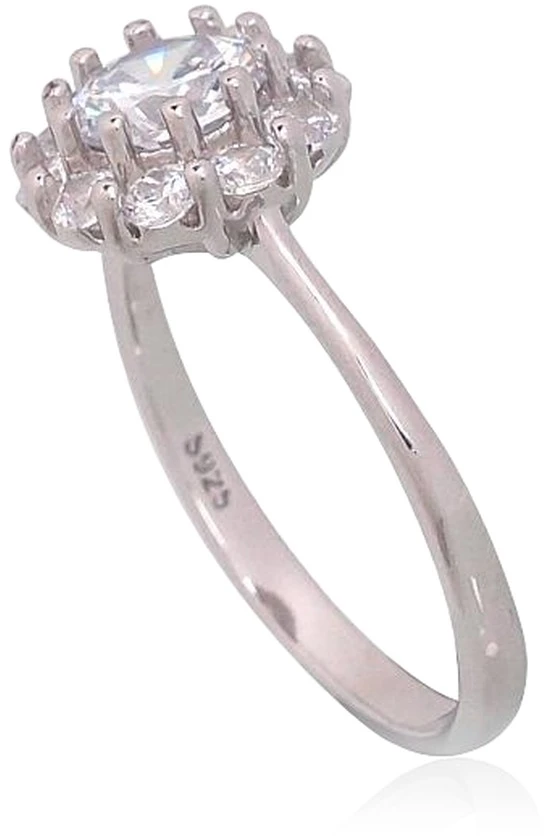 Diamond Sky Jewelry Sidabrinis žiedas su cirkoniais „Akmeninė Gėlė VII“