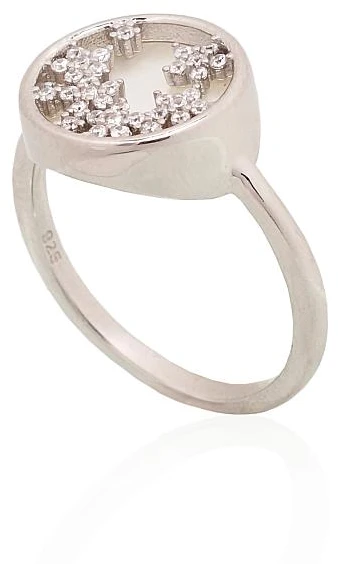 Diamond Sky Jewelry Sidabrinis žiedas su cirkoniais ir perlamutru „Star Cluster“
