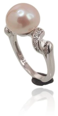 Diamond Sky Jewelry Sidabrinis žiedas su cirkoniais ir perlais „Dawn Pearl“