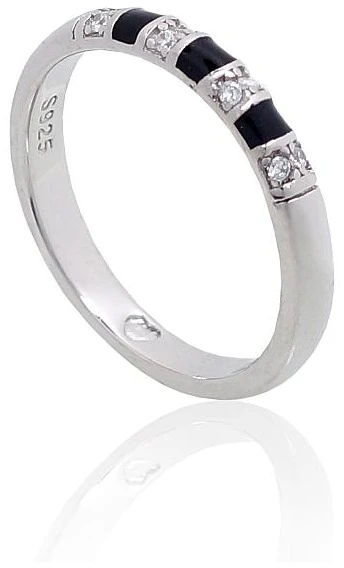 Diamond Sky Jewelry Sidabrinis žiedas su cirkoniais ir emaliu „Domino“