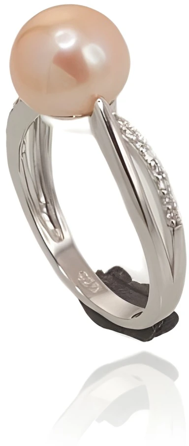 Diamond Sky Jewelry Sidabrinis žiedas su cirkoniais ir perlais „Sunrise Pearl“
