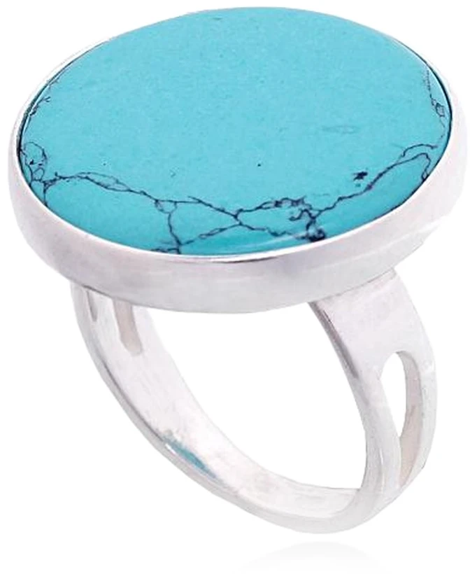 Diamond Sky Jewelry Sidabrinis žiedas su turkiu „Turquoise Moon“