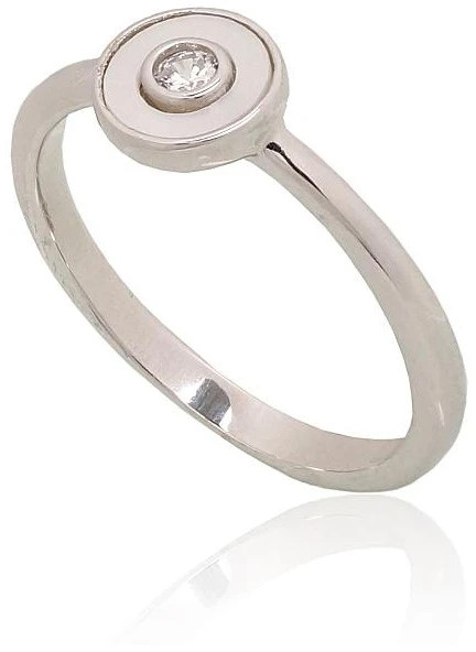 Diamond Sky Jewelry Sidabrinis žiedas su cirkoniais ir perlamutru „Orbita II“