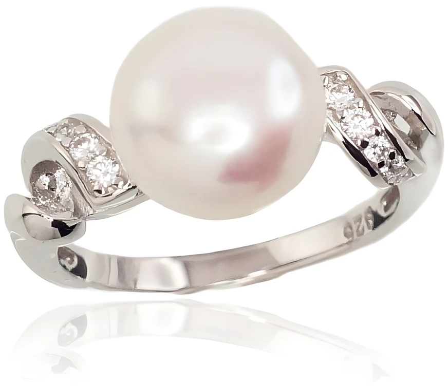Diamond Sky Jewelry Sidabrinis žiedas su cirkoniais ir perlais „Dawn Pearl II“