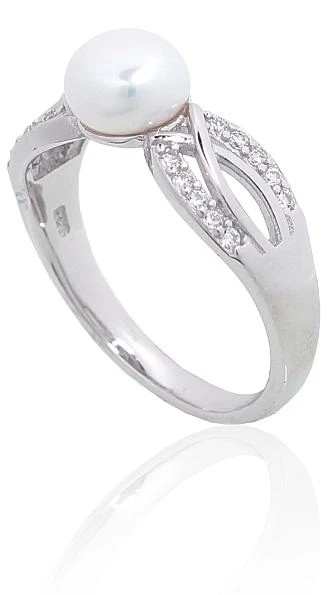Diamond Sky Jewelry Sidabrinis žiedas su cirkoniais ir perlais „Silk Route“