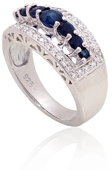 Diamond Sky Jewelry Sidabrinis žiedas su cirkoniais ir safyrais „Sultan“