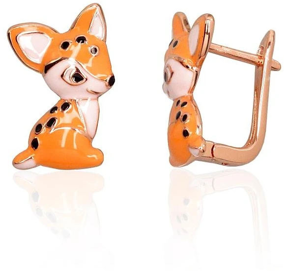 Diamond Sky Jewelry Vaikiški sidabriniai auskarai su emaliu „Foxes“