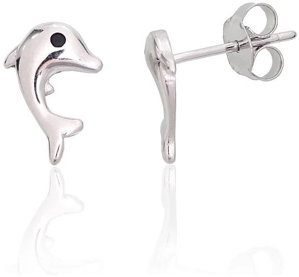 Diamond Sky Jewelry Vaikiški sidabriniai auskarai-vinukai su cirkoniais „Dolphins V“