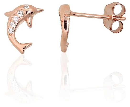 Diamond Sky Jewelry Vaikiški sidabriniai auskarai-vinukai su cirkoniais „Dolphins II“