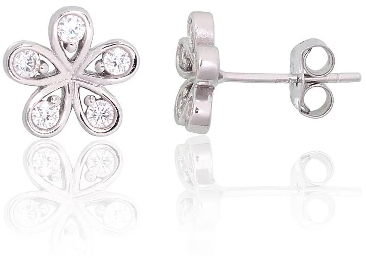 Diamond Sky Jewelry Vaikiški sidabriniai auskarai-vinukai su cirkoniais „Auksinė Gėlė VIII“
